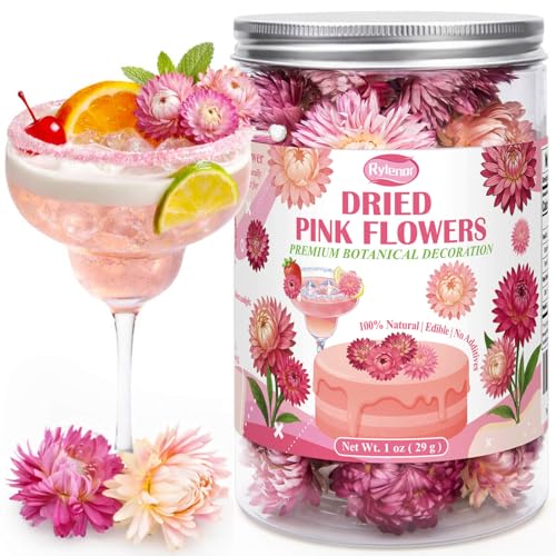 50+ Pcs Edible Pink Dried Flowers, Food Grade...