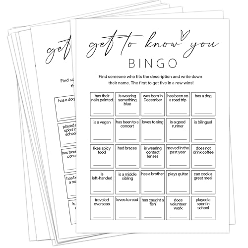 Sahjzk Office Bingo Cards, 25 Unique Randomized 5x7 Sheets, Get to Know You Bingo Game for Adults,...