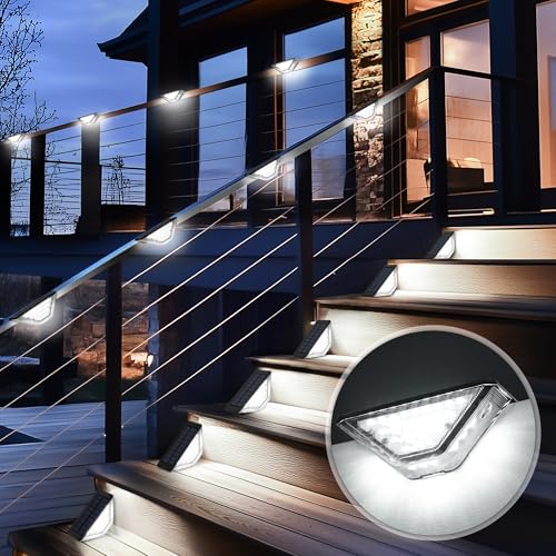 Solpex Solarlampen für Außen Garten, 33 LEDs Solar-Stufenleuchten, Wasserdichte Treppenleuchten Solarleuchten für den Außenbereich, Gartenbeleuchtung für Treppen, Stufen, Terrassen