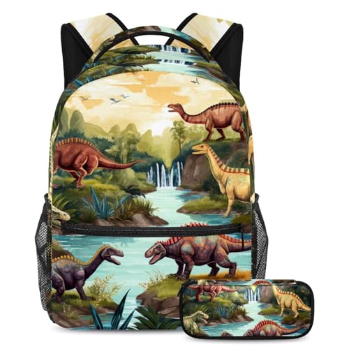 Sac à dos dinosaure 2 pièces pour la rentrée scolaire des enfants grand modèle