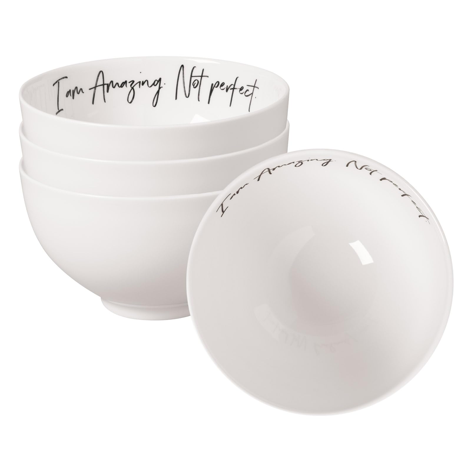 Villeroy & Boch Statement Müslischalen Amazing not perfect 4er Set, 470 ml, Spülmaschinenfest, Mikrowellensicher, Schüssel, Bowl, Schale, Premium Porcelain, Weiß-Schwarz