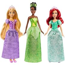 Mattel Disney Princess Fashion Doll Gift Set with 3 Dolls in Sparkling Clothing and Accessories, Inspired by Mattel Disney Movies