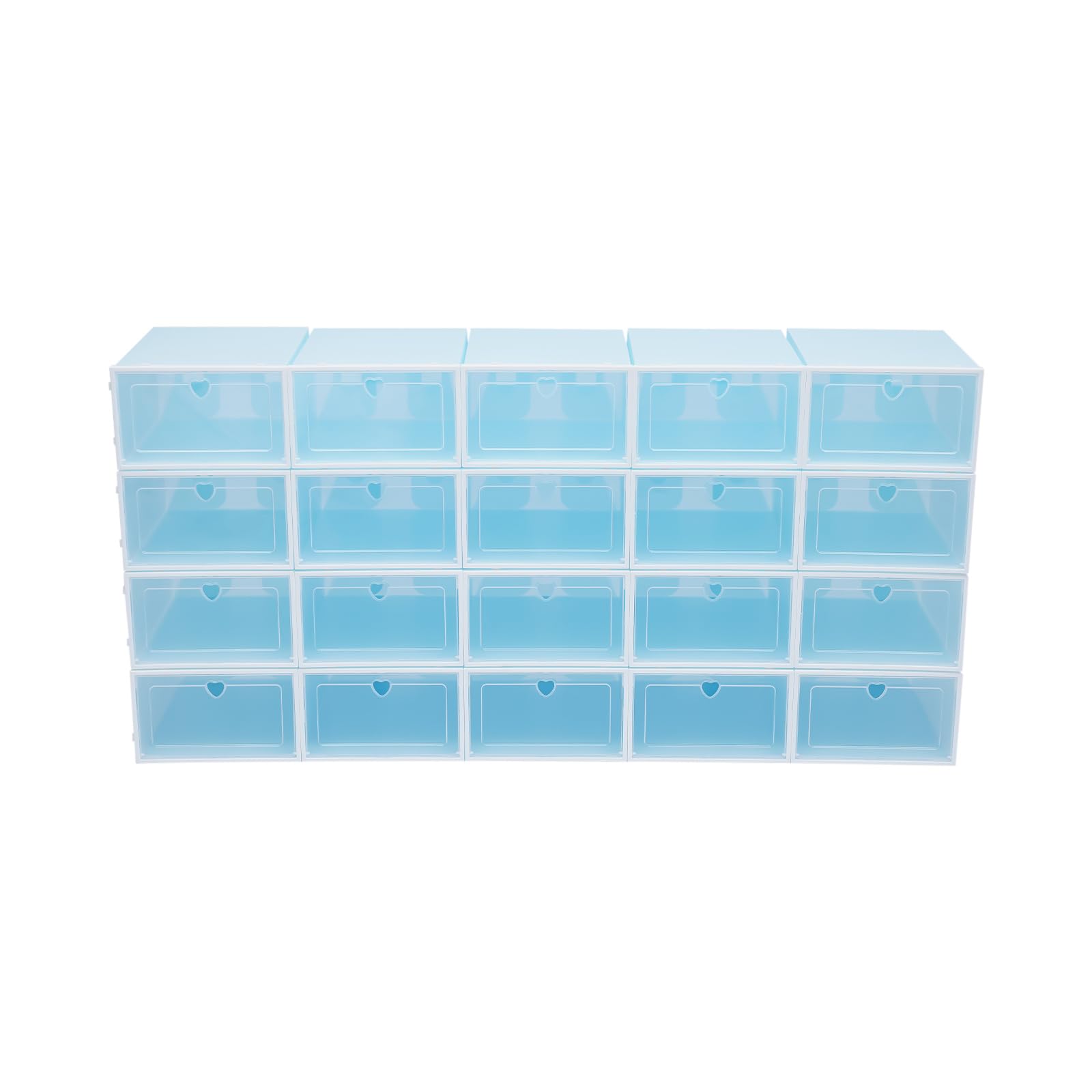 20 scatole per scarpe, impilabili, in plastica trasparente, per scarpe, 33 x 23 x 14 cm, blu