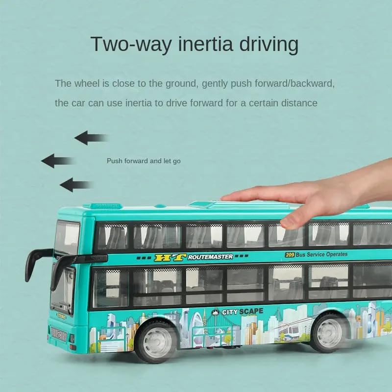 Image of DEOXY Inertia Alloy Simulation Double-Decker Bus Model car Children's Toys and Gifts Bus Toys for Boy Kids (decer Green)