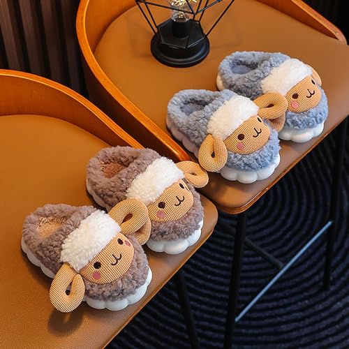 Boys Girls Sheep Slippers for Toddler Kids Winter Plush Cute Warm Non Slip Indoor Bedroom Shoes Slip on Fleece Slides4