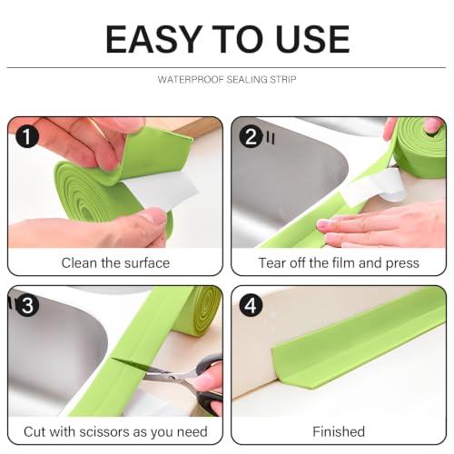 Image of 3 Rolls 10.5 Feet Caulk Tape Toilet Caulking Strip Self Adhesive Bathroom Sealing Peel and Stick Caulk Strip for Bathtub, 1.5 Inches
