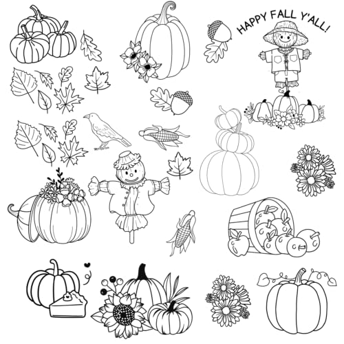 Image of Fall Autumn Pumpkin Ready-to-Use Embroidery Design Transfers on Stick and Stitch Water Soluble Sewing Stabilizer Paper for Hand Embroidery Kit Thread Art Projects