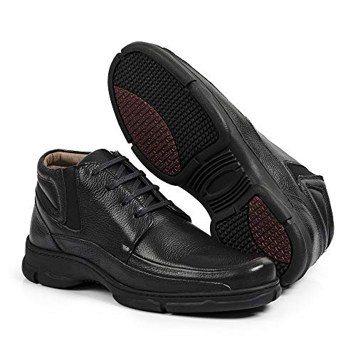 Coturno Linha Extremo Conforto Couro Floater Sem-stress Medical Line - 0111 - Preto Cor:Preto;Tamanh