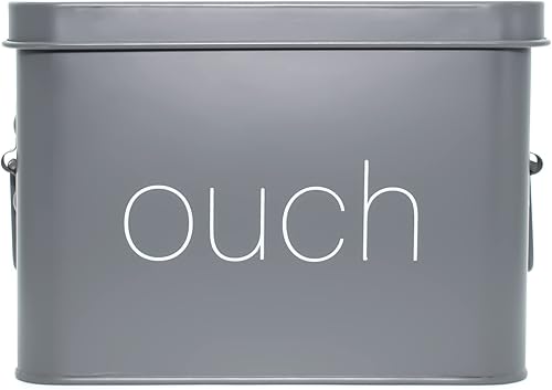 Miniatura 3 de AQ - OUCH Caja de primeros auxilios de metal, carbón mate - Caja de almacenamiento médico y de primeros auxilios con compartimentos y asa lateral,