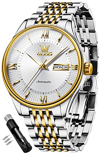 Image of OLEVS Automatic Mens Watches Self Winding Mechanical Business Luxury Dress Wrist Watch Stainless Steel Waterproof Luminous Day Date