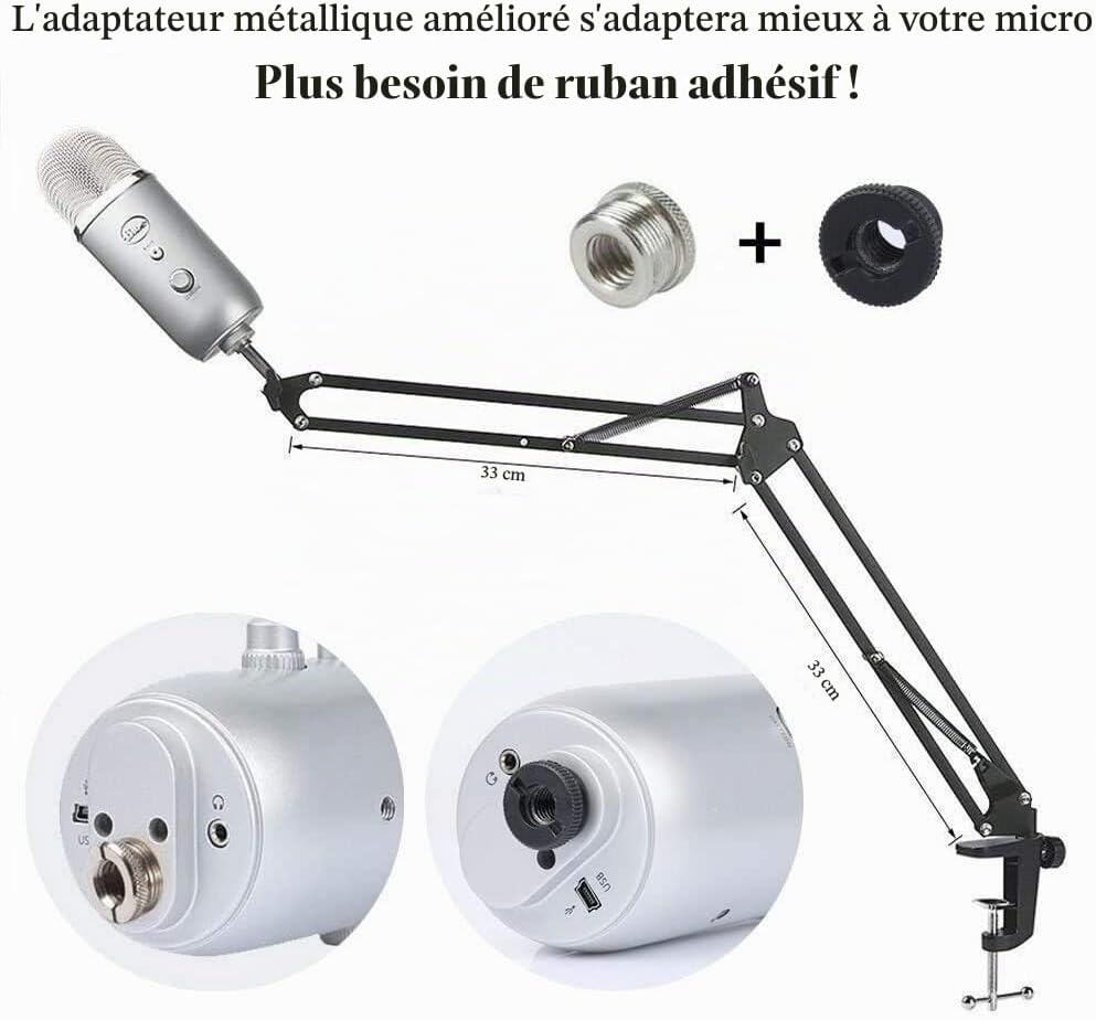 Support de microphone réglable bras articulé