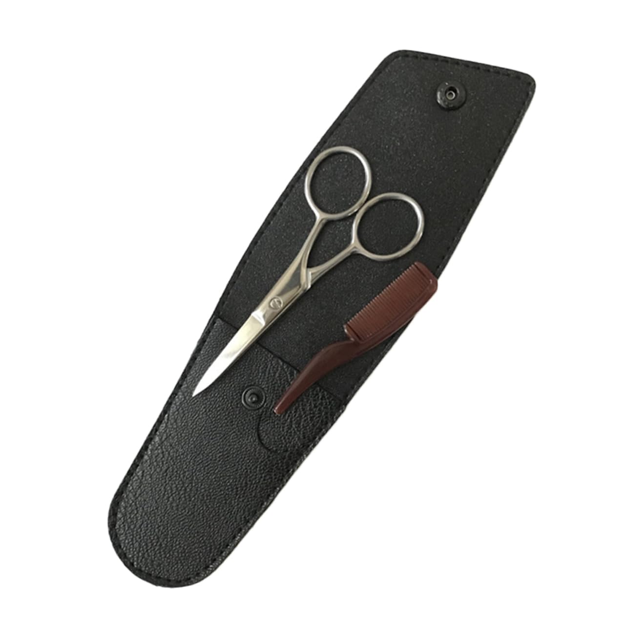 FRCOLOR 1 Set Stainless Steel Beard Trimming Scissors Portable Eyebrow and Beard Shears Kit with Comb for Men for Home and Barber Use Durable Hair Cutting Accessories