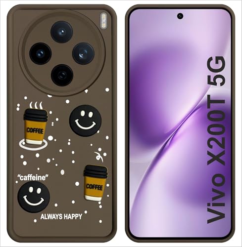 Image of SBMS Silicone Back Cover Case for Vivo X200T 5G | Cute Fun 3D Cartoon, Coffee Design Silicone Case | Camera Protection Bump | Shockproof Back Cover Case for Vivo X200T 5G (Coffe Mug Brown)