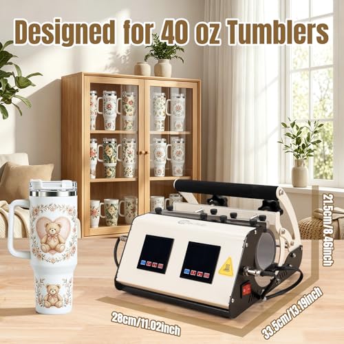 ColorSub 3 in 1 40 OZ Tumbler Heat Press Machine 110 V 20 OZ Mug Press Sublimation Machine for Sublimation 40 OZ Tumbler with Handle Straight Tumblers Bottles Mugs Glass Cup Printing White — view 6