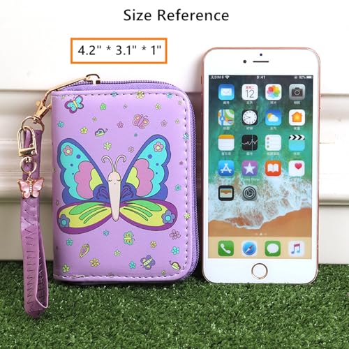 Little Girls Wallet with Strap Cute Small Wallet with Coin Pouch Teens Mini Coin Purse with Strap Cute Cartoon Card Holder2