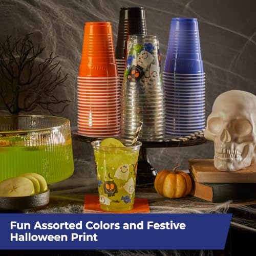 Image of Hefty Party On Disposable Cups, Assorted Halloween Colors and Print, 76ct