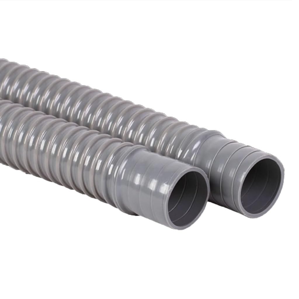 Zghqhcdrh One Color 1 Pcs Grey Plastic Washing Machine Drainage Hose Ø 32-50Mm Corrugated Sewer Pipe, With 2 Accessories, Used For Kitchens, Sewage Treatment, Etc. (1M)(32Mm)