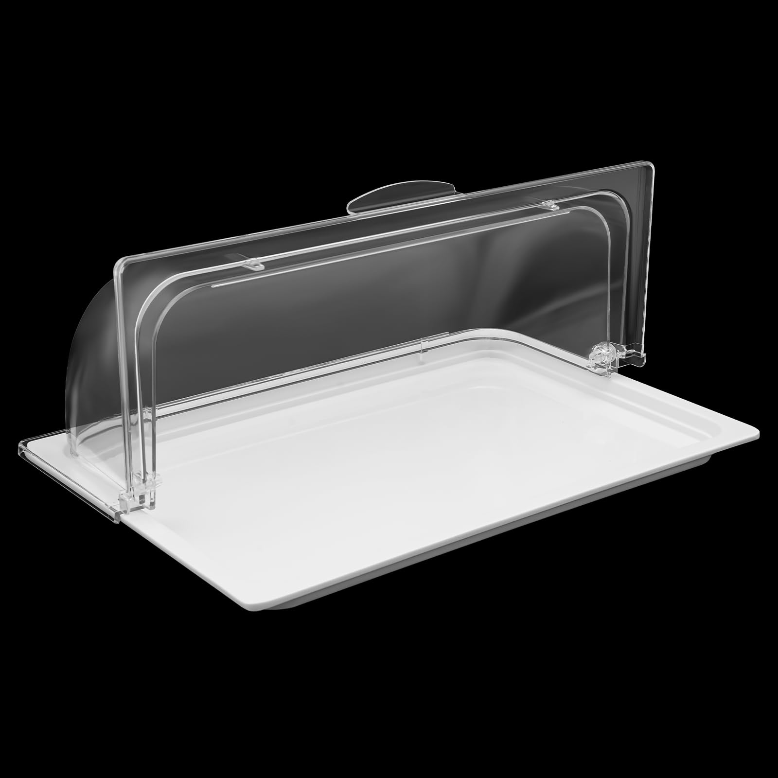Servierplatte Für Speisen, Große, Transparente, Rechteckige Buffetplatte (42 X 28 cm) Mit Transparentem Rolldeckel, Geeignet Für Desserts, Kuchen, Obstsalat Und Restaurants, Hotels, Partys Und