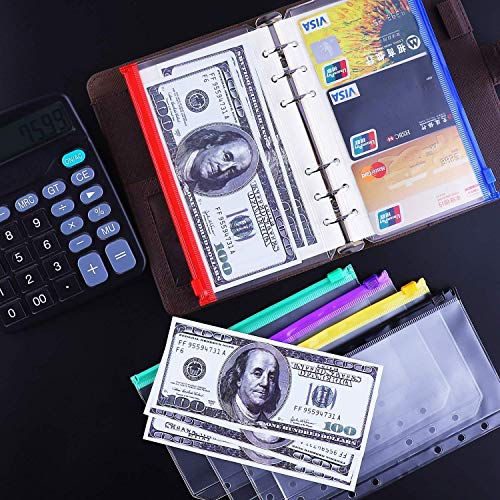 Antner A6 Pu Leather Notebook Binder (White) Bundle | 12 Pieces Multicolor Zipper A6 Binder Pockets #TOP7