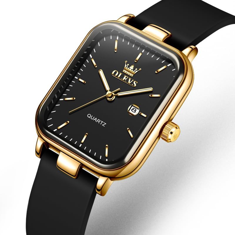 OLEVS Watch for Women Quartz Square Dial Analog Wristwatch Silicone Waterproof Classic Elegant Design Ideal Daily Wear Gift - Image 2