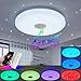 HANTANG RGB Ceiling Light with BT Speaker, 42W 14Inch Smart Music Lights Colorful Dimmable with APP and Remote Control, Color Changing Led Light Fixture Flush Mount for Bathroom Shower Bedroom