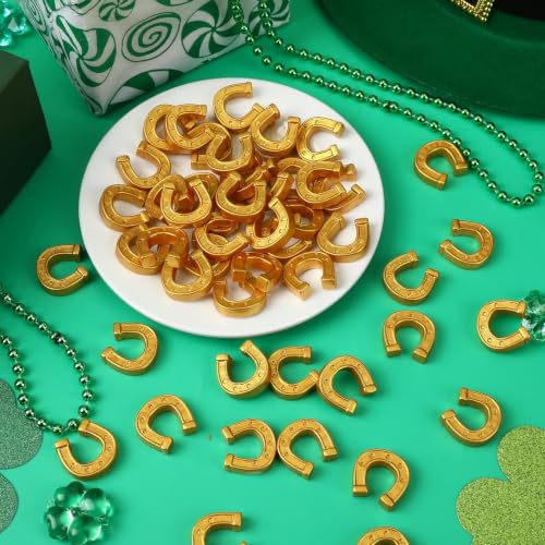 Image of JUNEBRUSHS 50 Pcs Gold Mini Resin Horseshoe Ornamentsfor Party, DIY Crafts