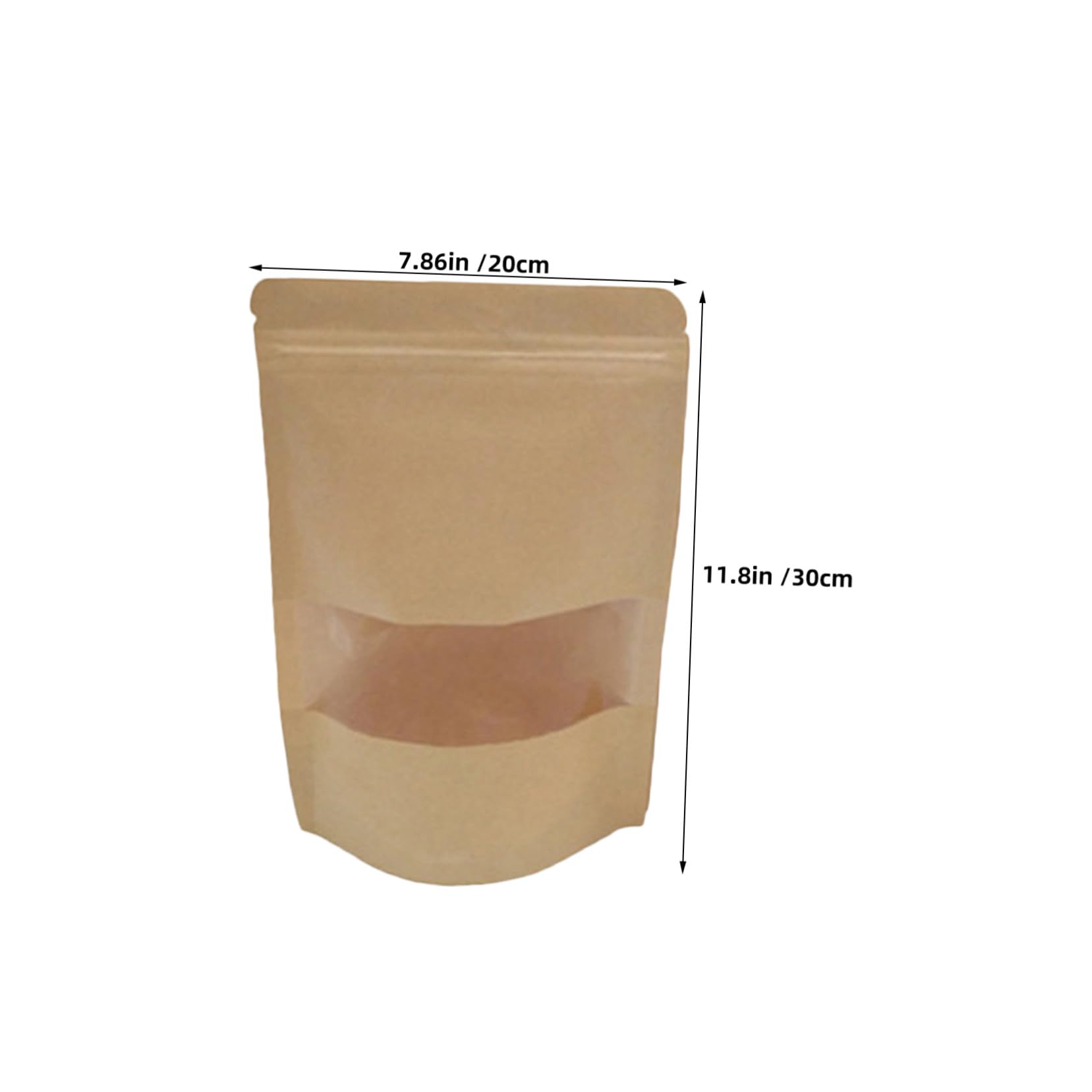 ibasenice 50pièces Sachets à Fenêtre Papier Kraft Sacs De Conservation Alimentaire Réutilisables Avec Fermeture Éclair Pour Emballage De Friandises Biscuits Et Petits Objets