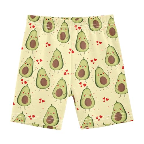 JHKKU Girls Cute Avocados and Hearts Shorts Cotton Cartwheel Bike Kids Biker Under Dress Dance Short Girl Clothes 8Y