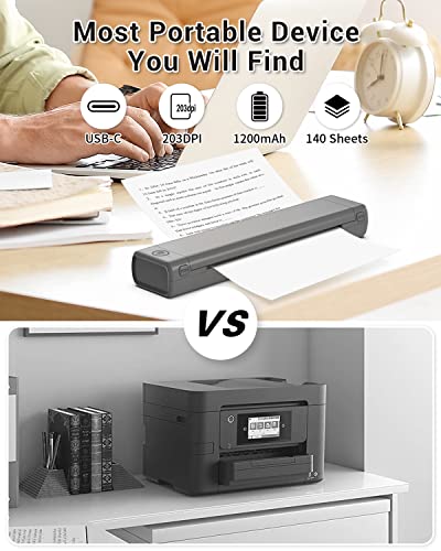Image of Phomemo Inkless Portable Printer for Travel - Wireless Thermal Printer Compatible with Phone & Laptop, Bluetooth Printers Supports 8.5 inch X 11 inch Letter Thermal Paper, Come with Carry Case