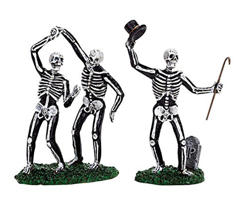 Spooky Town Village Set Of 2 "Dancing Skeletons" Figurines #72377