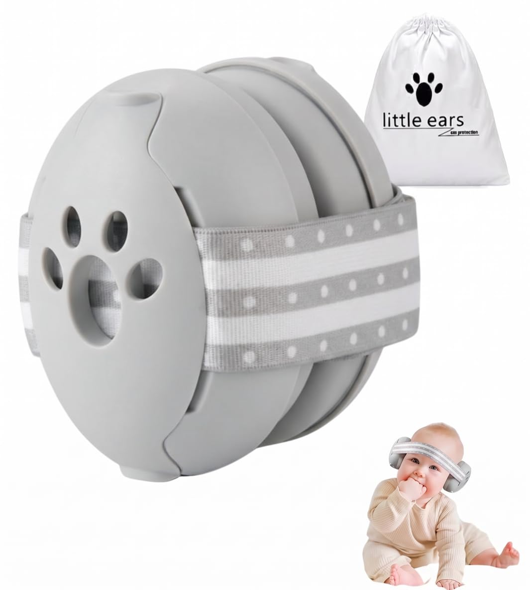 NAYEZH Baby Ear Defenders for 0-36 Months, 25dB Noise Cancelling Baby Ear Muffs, Soft Adjustable Hearing Protection Headphones, Infant Travel Essentials for Airplane Sleeping (Grey)