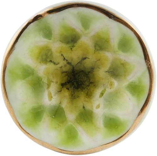 Miniatura 2 de Indian Shelf - 2 tiradores de muebles  Perillas decorativas florales  Perillas de gabinete verde lima  Perillas para cajones de aparador de cerámica