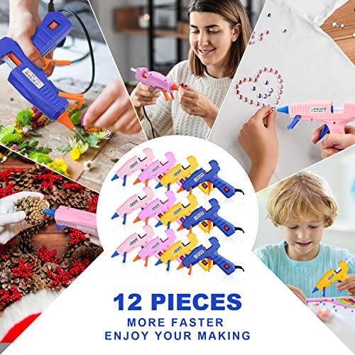 Newwiee 12 Pcs Glue Gun Mini For Arts Crafts Hot Glue Guns For Kids Hot Melt Arts Craft Diy Glue Gun For Crafts School Diy Arts Home Quick Repairs, Multicolor (Blue, Orange, Pink, Light Pink) #TOP4