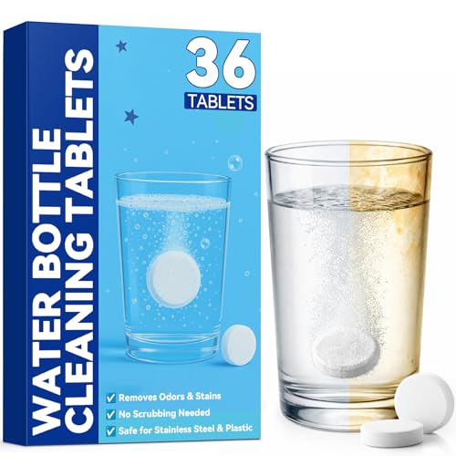Pastillas Limpiadoras Para Botellas Y Cantimploras 36 Limpiador De Botellas Potente, Elimina Manchas De Té, Café Y Olores, Limpieza Profunda Para Botellas De Acero, Vidrio Y Vasos Reutilizables