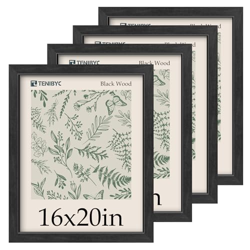 16x20 Frame 4 Pack, Black Wood Picture Frames
