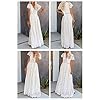 BLENCOT Womens Casual Floral Lace Deep V Neck Short Sleeve Long Evening Dress Cocktail Party Maxi Wedding Dresses Bohemian Flowy Boho Dress White Medium