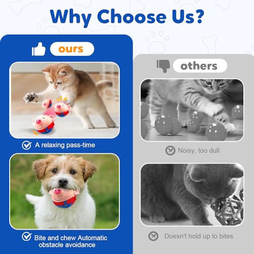 Interactive Dog Toys, Active Moving Pet Plush Toy, 2026 Upgraded Rechargeable Squeaky Dog Ball Toy with Recording Sound, Washable Cartoon Pig Plush Toy for Dogs Puppies (Blue)