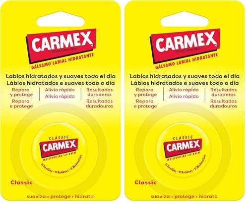 Carmex Bálsamo Labial SPF 15, Tarro Clásico, 7,5g (Paquete de 2)