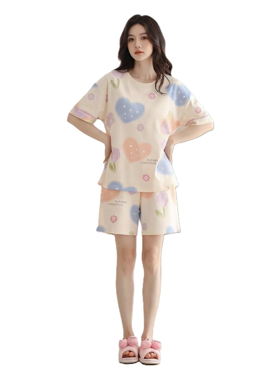 Women Comfortable Co Ord Outfit Printed Top with Shorts for Travel and Relaxation-image-2