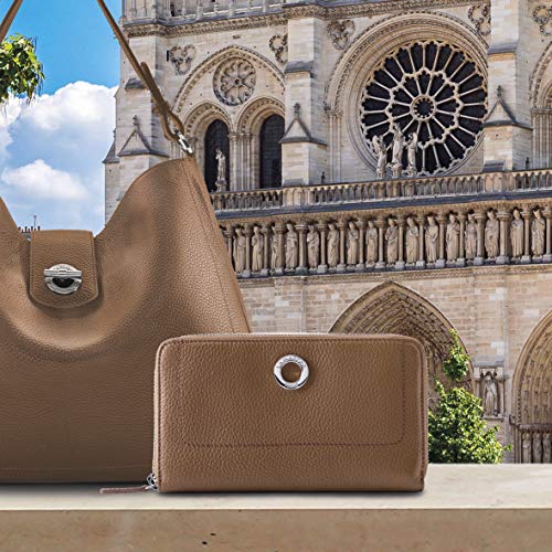 Compagnon Lamarthe Tour zippé en cuir de vachette grainé cognac