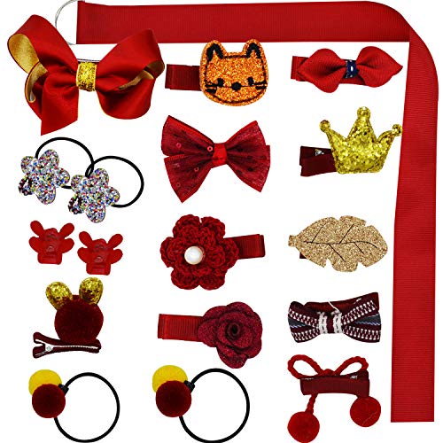 Image of Bembika Set of 18 Hairclips Hairpins Headwear Accessories for Girls Best Birthday Gift (Red)