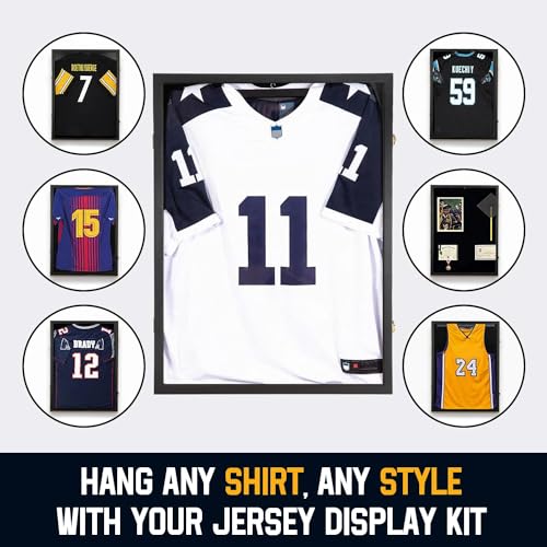 image for GUTAG 3 Packs Jersey Wooden Frame Display Case -Shadow Box with 98% UV