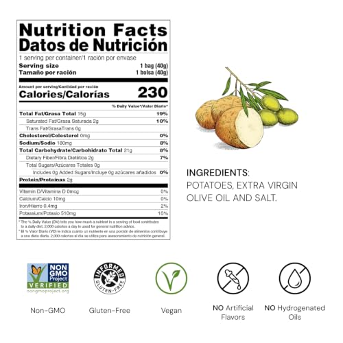 Image of TORRES Selecta Extra Virgin Olive Oil Gourmet Potato Chips - Small Batch Artisan Kettle Chips - 4.41 oz. (Pack of 10)