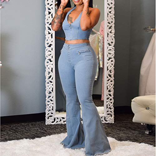 SERYU Tracksuit Womens Button Zipper Pocket Jeans Casual Denim Flares Sexy Set Tops Pants Suit2