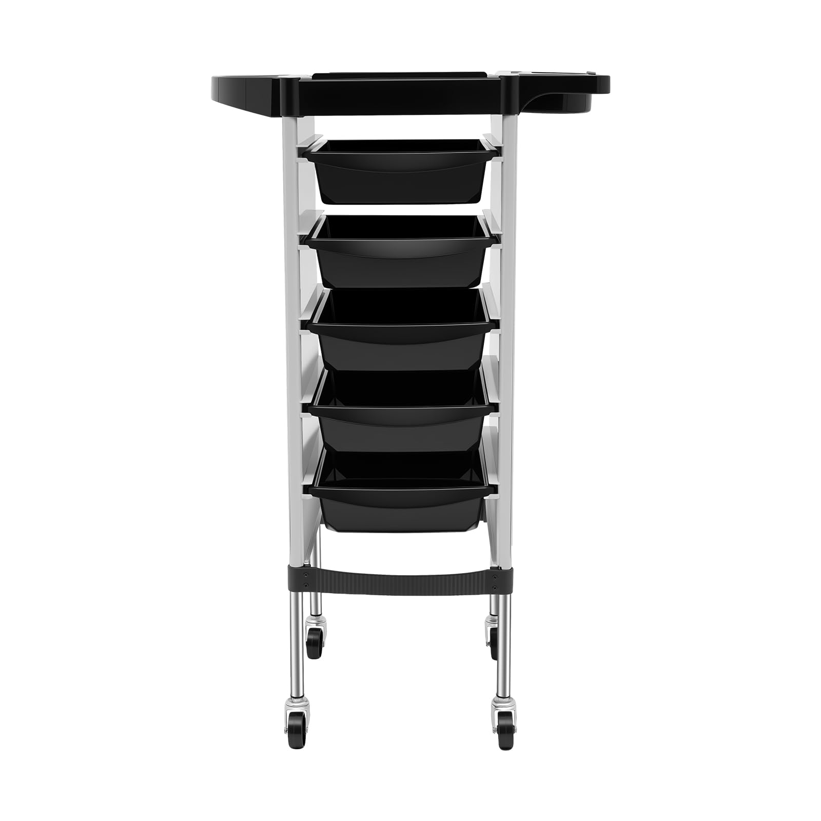 Cunnyend Black Hair Salon Trolley Roller Shelf, Salon Mobile Organizer, 15 Kg 5 Drawers Hairdryer Holder Hairdressing Trolley Hairdresser, For Home Office Hairdressing Shelving Organizer Unit