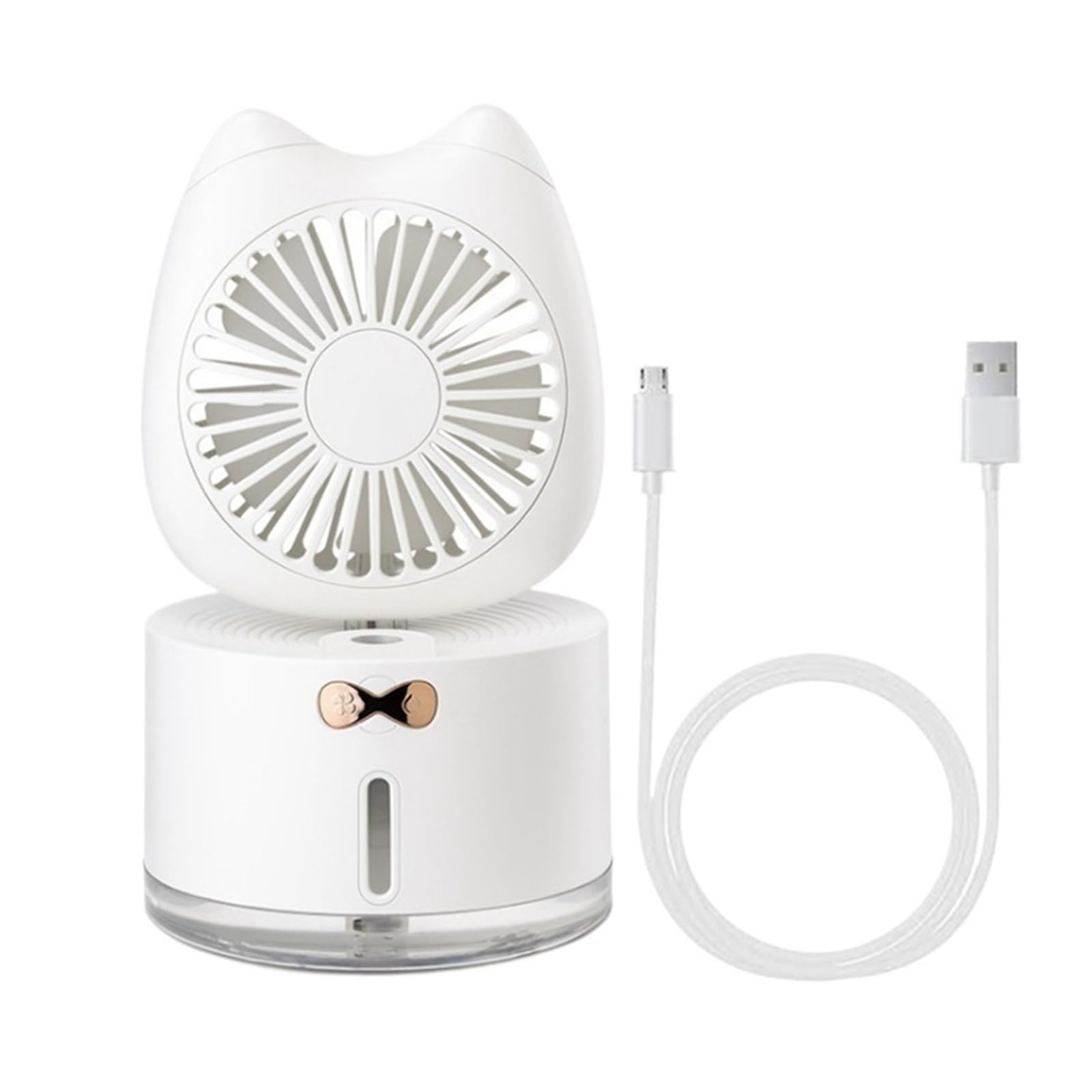 Cczrd White Desk Fan Rechargeable 3 Speed Portable Table Cooling With Mist Humidifier And Night Light Base Airflow Comfort Refreshing Breeze(White)