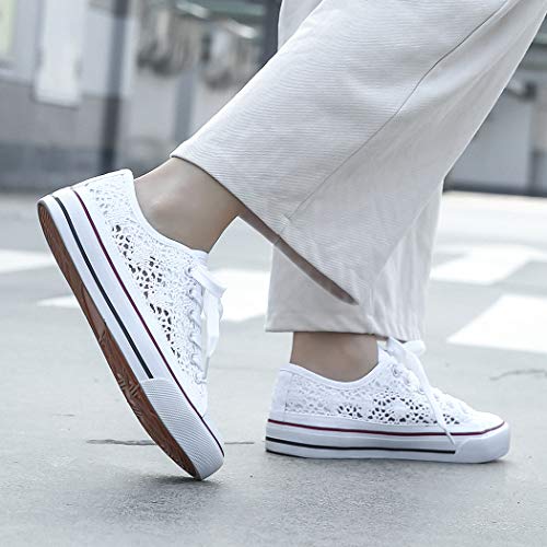 Anqila Womens Shoes Low Top Lace Up Canvas Sneakers Non Slip Shoes Casual Fashion Running Lightweight Breathable Low Cut Comfortable Canvas Shoes Walking #TOP4