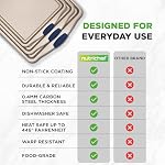 NutriChef Cookie Sheets - 3 Piece Nonstick Bakeware Set - PFOA, PFOS, PTFE-Free Carbon Steel Baking Trays with Silicone Handles, Small, Medium & Large Cookie Sheet Pans