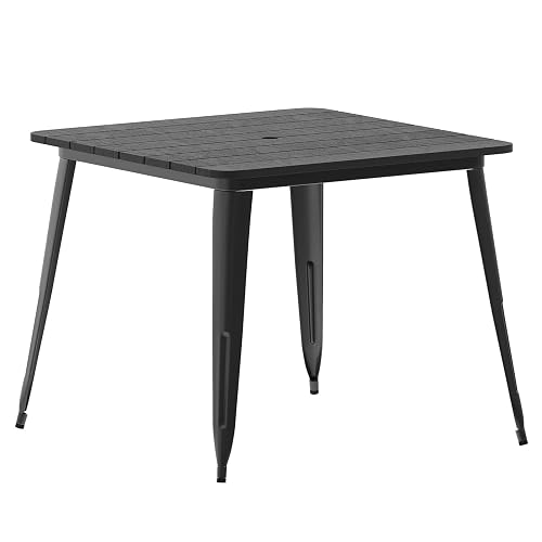 Flash Furniture Declan Commercial Outdoor Dining Table with Umbrella Hole,