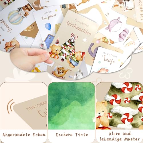 50 Meilensteinkarten Baby Mädchen und Junge Monatskarten Baby 1-12 Monate Fotokarten Baby Meilensteine Baby 400gsm Sinnvolle Geschenke zur Geburt für Babyshowerparty Baby Willkommensgeschenk